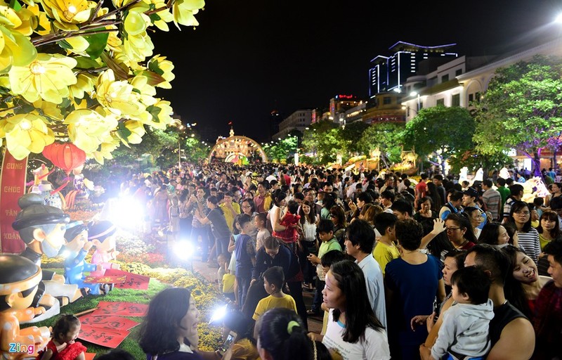 Anh: Vuot rao vao “mot” hoa o duong hoa Nguyen Hue dem be mac-Hinh-2